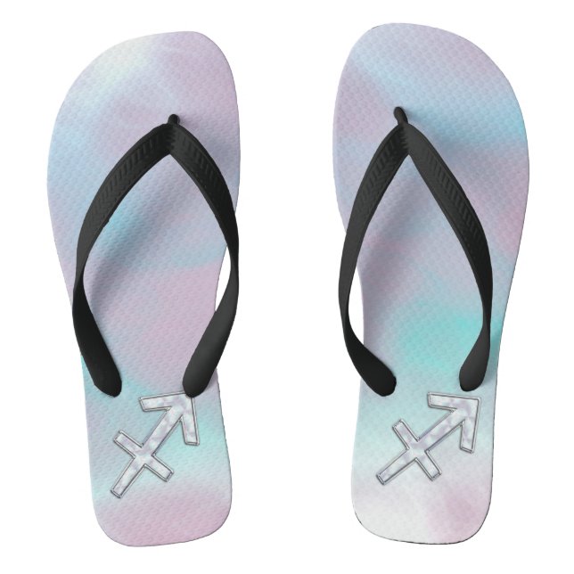 Sagittarius Zodiac Sign on Mother of Pearl Decor Jandals (Footbed)