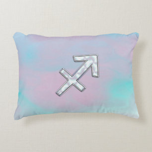 Sagittarius Zodiac Sign on Mother of Pearl Style Decorative Cushion