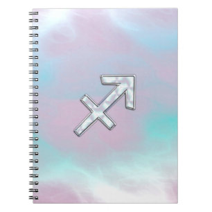 Sagittarius Zodiac Sign on Mother of Pearl Style Notebook