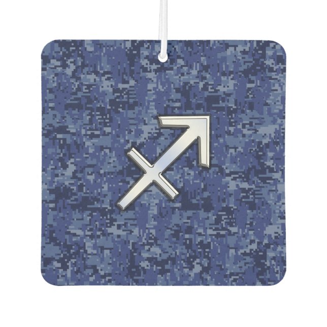 Sagittarius Zodiac Sign on Navy Digital Camouflage Car Air Freshener (Front)