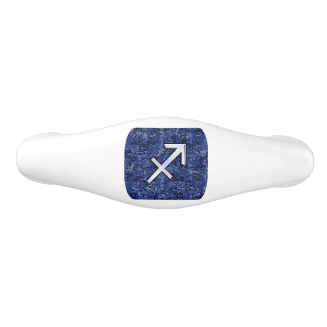 Sagittarius Zodiac Sign on Navy Digital Camouflage Ceramic Drawer Pull (Front)