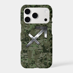 Sagittarius Zodiac Sign on Olive Woodland Camo