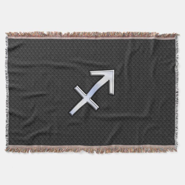 Sagittarius Zodiac Sign on Snake Skin Style Throw Blanket (Front)