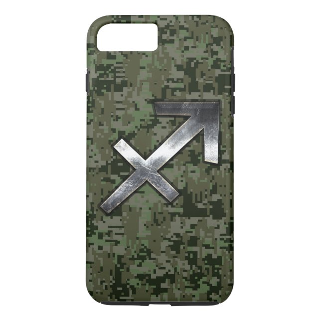 Sagittarius Zodiac Sign on Woodland Digital Camo Case-Mate iPhone Case (Back)