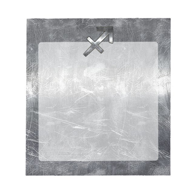 Sagittarius Zodiac Silver Distressed Steel look Notepad (Front)