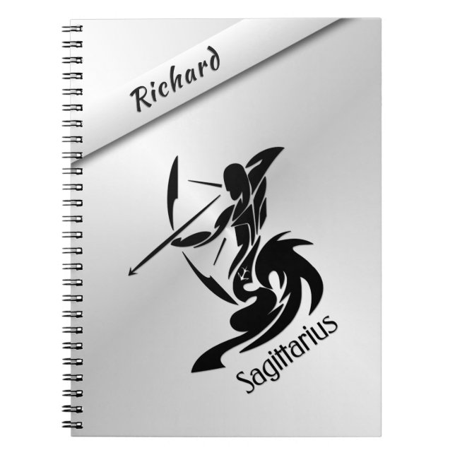 Sagittarius Zodiac Symbol and Sign Personalised Notebook (Front)