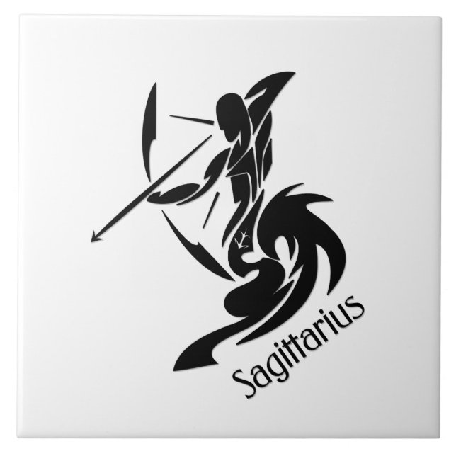 Sagittarius Zodiac Symbol and Sign Tile (Front)