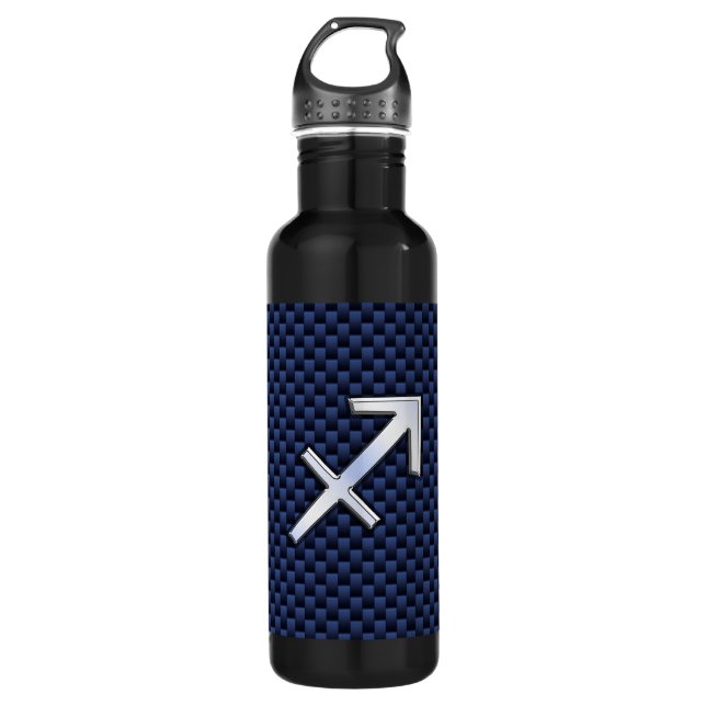 Sagittarius Zodiac Symbol Blue Carbon Fibre Print 710 Ml Water Bottle (Front)