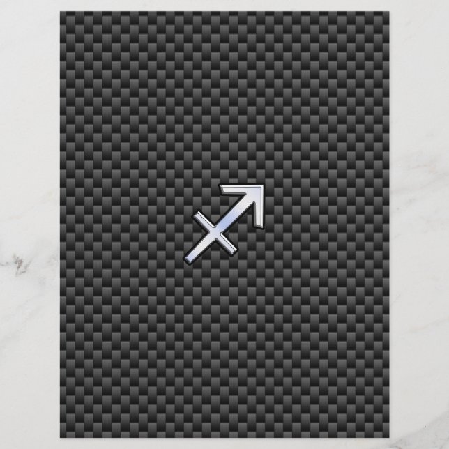 Sagittarius Zodiac Symbol Charcoal Carbon Fibre (Front)