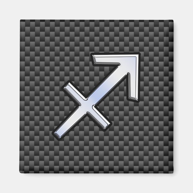Sagittarius Zodiac Symbol Charcoal Carbon Fibre Magnet (Front)