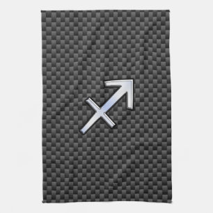 Sagittarius Zodiac Symbol Charcoal Carbon Fibre Tea Towel