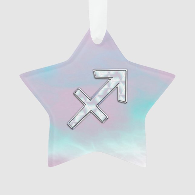 Sagittarius Zodiac Symbol Mother of Pearl Style Ornament (Front)
