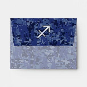 Sagittarius Zodiac Symbol NavyDigital Camouflage Envelope