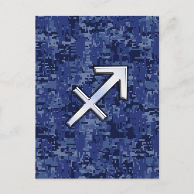 Sagittarius Zodiac Symbol NavyDigital Camouflage Postcard (Front)