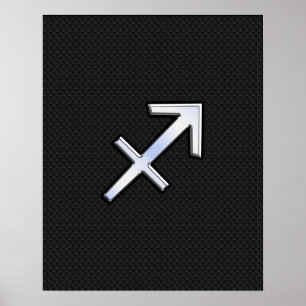 Sagittarius Zodiac Symbol on black snake skin Poster