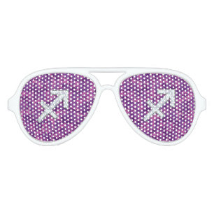 Sagittarius Zodiac Symbol on Fuchsia Digital Camo Aviator Sunglasses