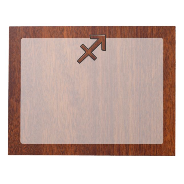 Sagittarius Zodiac Symbol on Mahogany Wood Decor Notepad (Front)