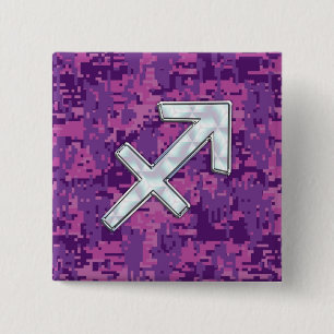 Sagittarius Zodiac Symbol Pink Digital Camouflage 15 Cm Square Badge