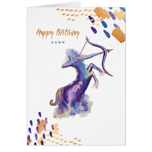 Sagittarius Zodiac Watercolour Artistry Card (Front)
