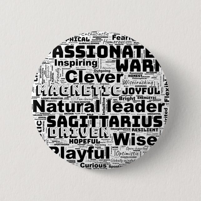 Sagittarius Zodiac Word Cloud Inspiration  6 Cm Round Badge (Front)