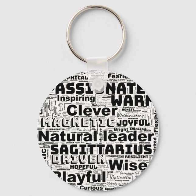 Sagittarius Zodiac Word Cloud Inspiration  Key Ring (Front)