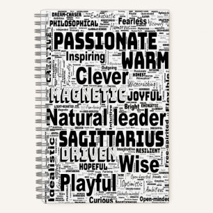 Sagittarius Zodiac Word Cloud Inspiration Notebook