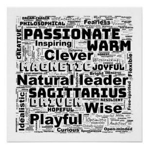 Sagittarius Zodiac Word Cloud Inspiration Poster