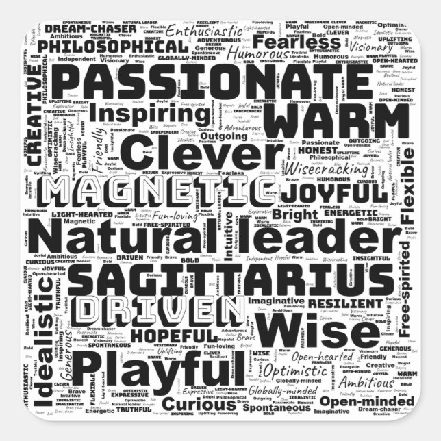 Sagittarius Zodiac Word Cloud Inspiration  Square Sticker (Front)
