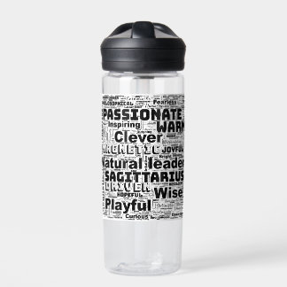 Sagittarius Zodiac Word Cloud Inspiration Water Bottle