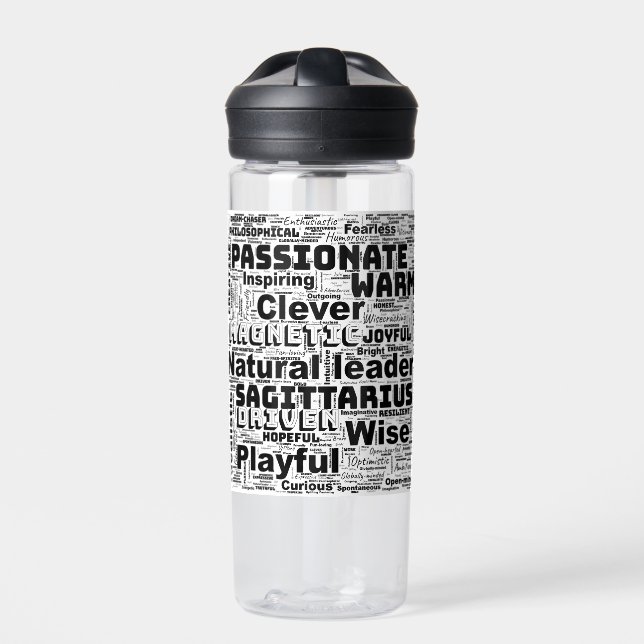 Sagittarius Zodiac Word Cloud Inspiration  Water Bottle (Front)