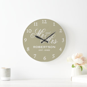 Sagr green Mr and Mrs wall clock