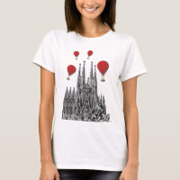 Sagrada Familia and Red Hot Air Balloons 2