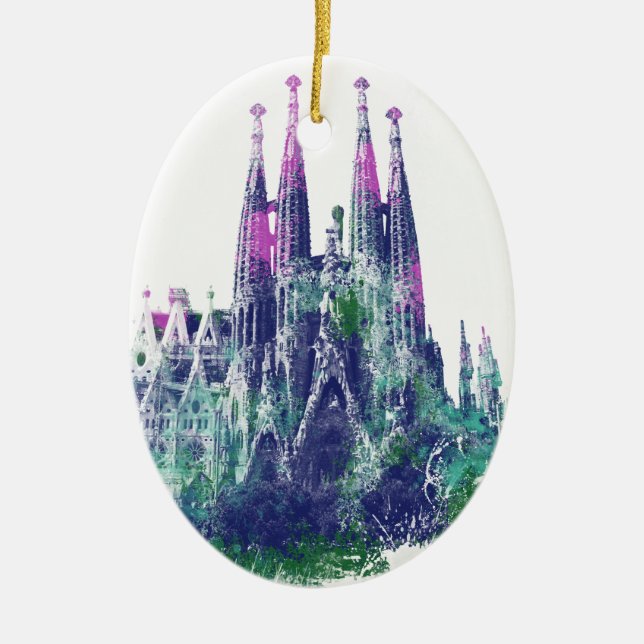 Sagrada Familia Barcelona Ceramic Tree Decoration (Front)