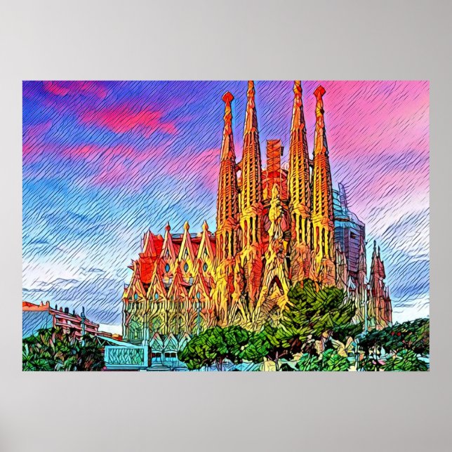Sagrada Familia, Barcelona, Spain, Poster (Front)