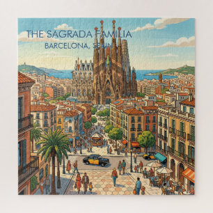 Sagrada Familia Barcelona Spain Travel Art Vintage Jigsaw Puzzle