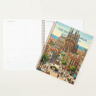 Sagrada Familia Barcelona Spain Travel Art Vintage Planner