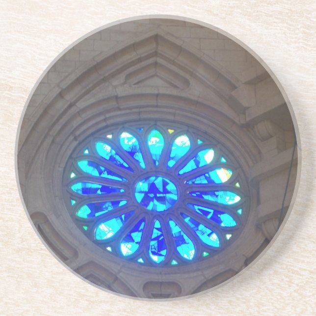 Sagrada Familia Blue Stained Glass Coaster (Front)