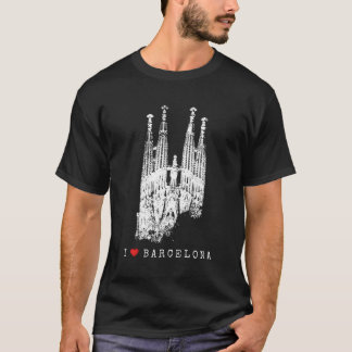 Sagrada Familia Skyline Spain Fan I Love Barcelona T-Shirt