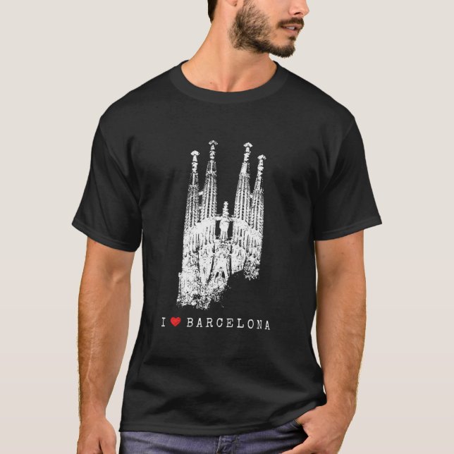 Sagrada Familia Skyline Spain Fan I Love Barcelona T-Shirt (Front)