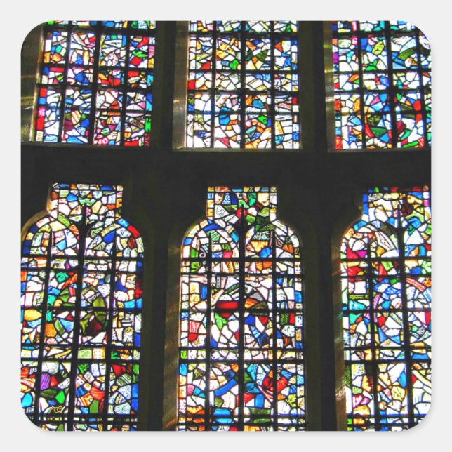 Sagrada Familia Stained Glass Barcelona Photograph Square Sticker (Front)