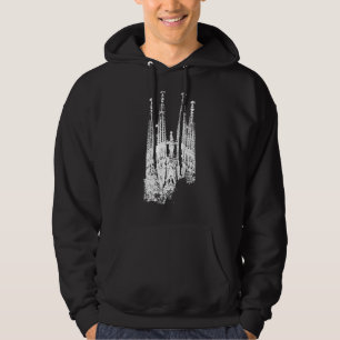 Sagrada Familia Vintage Skyline Spain Fan I Love B Hoodie