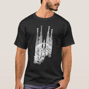 Sagrada Familia Vintage Skyline Spain Fan I Love B T-Shirt