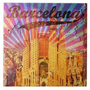 Sagrada Familia Vintage Spain Barcelona Tile