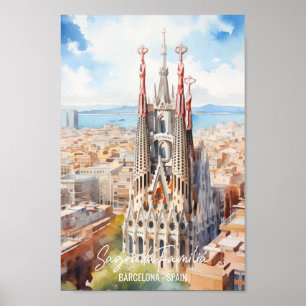 Sagrade Familia Barcelona Famous Travel Place Poster