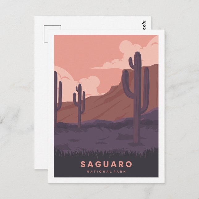 Saguaro Arizona Famous Travel Place Illustration Postcard (Front/Back)