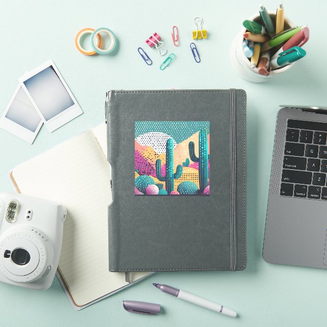 Saguaro cacti in landscape dotted background (iPad Cover)