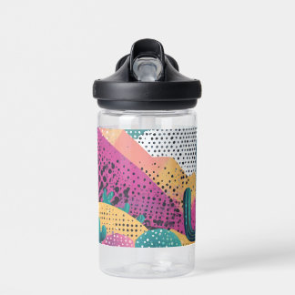 Saguaro cacti in landscape dotted background water bottle