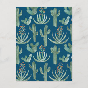 Saguaro Cactus Aloe Watercolor Pattern Simple Chic Postcard