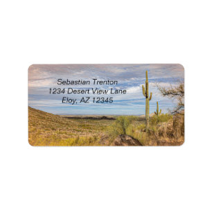 Saguaro Cactus Arizona Desert View Digital Art Label