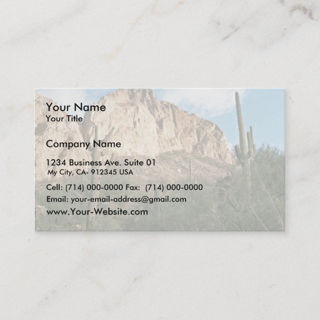 Saguaro Cactus Business Card (Front)